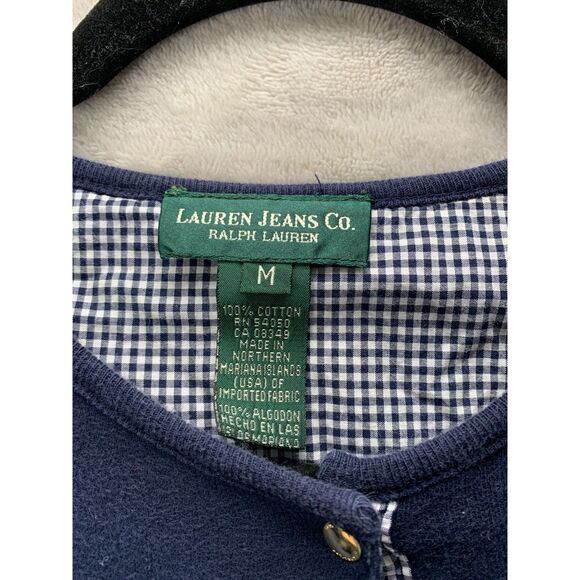 LAUREN RALPH LAUREN | MEDIUM WOMEN'S | METAL BUTTON DOWN VTG CARDIGAN in NAVY - Picture 7 of 10